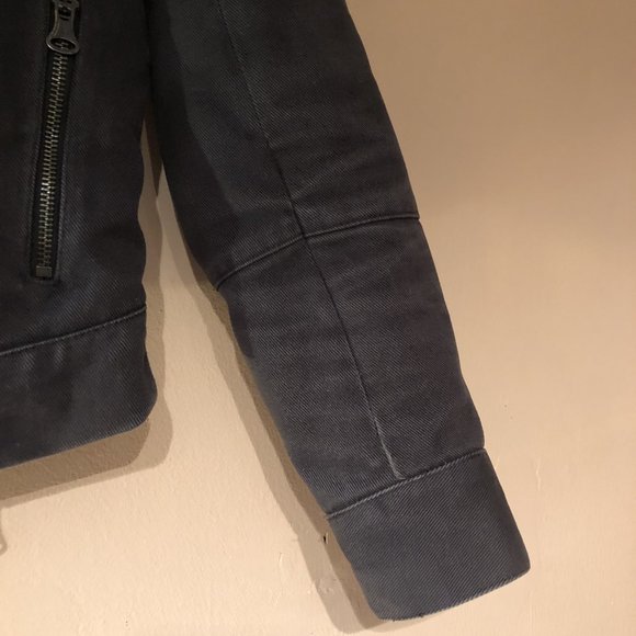 CLUB MONACO Fitted Grey Aviator Cotton Jacket, Faux Fur Collar, XS - Picture 3 of 5